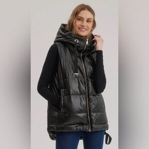 Nikki Jones Quilted High – Low Vest W/ Grosgrain Trims